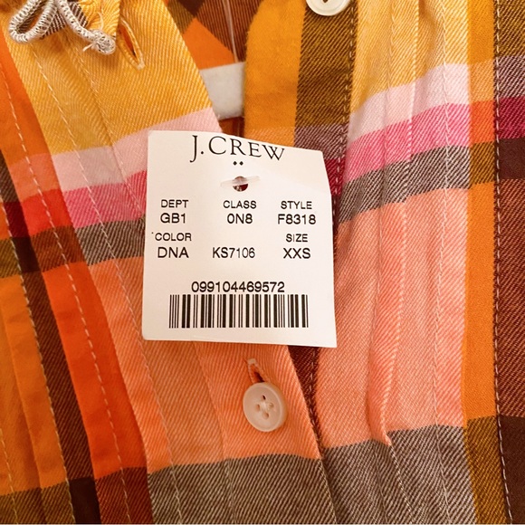 🍊 J.CREW ORANGE YELLOW RUFFLE COLLAR PLAID BUTTON DOWN SHIRT! - Picture 13 of 16